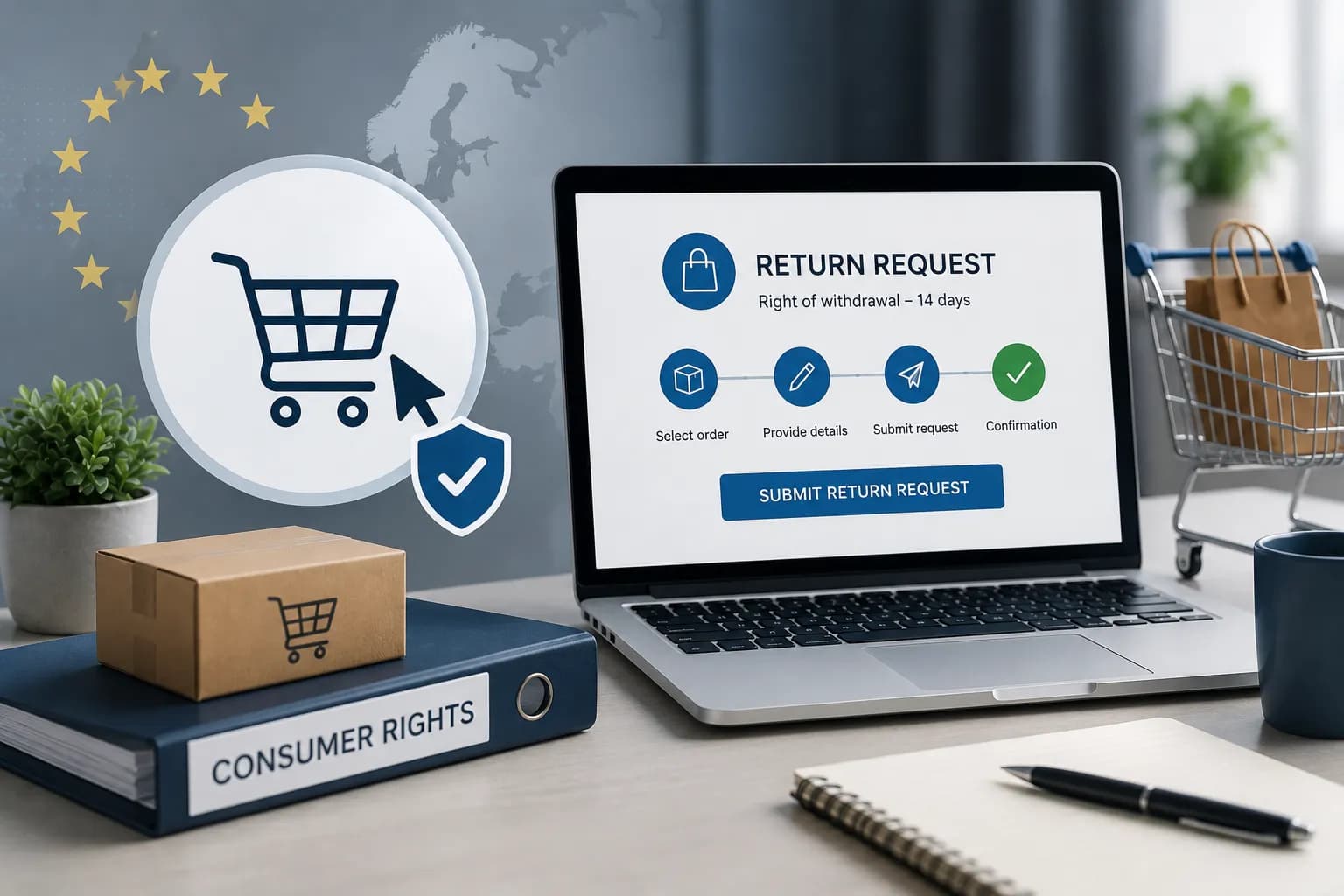 Contract withdrawal button for online purchases — the new mandatory requirement for online stores from 19 June 2026